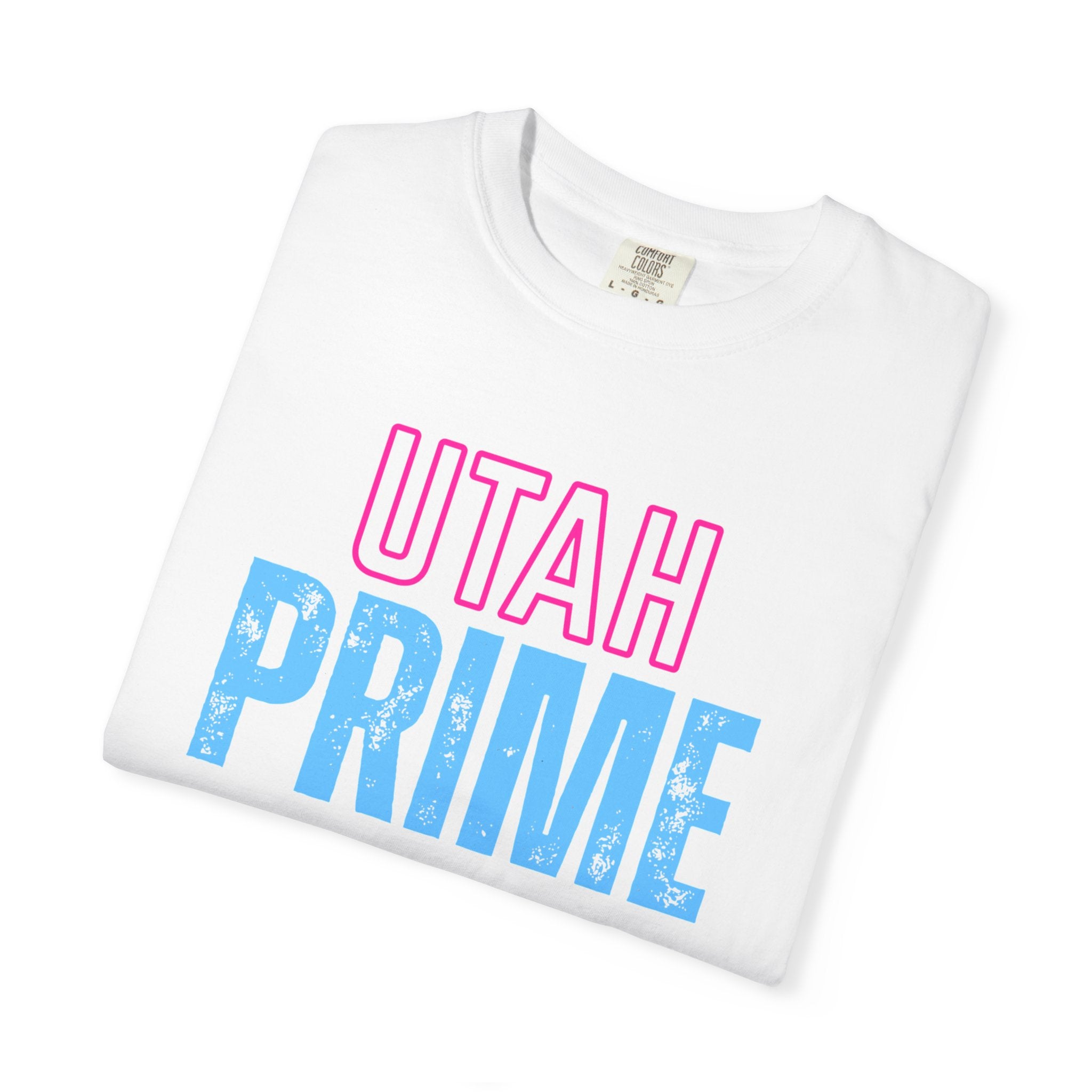 Utah Prime Graphic T‑Shirt — Retro Pink & Blue State Pride Tee