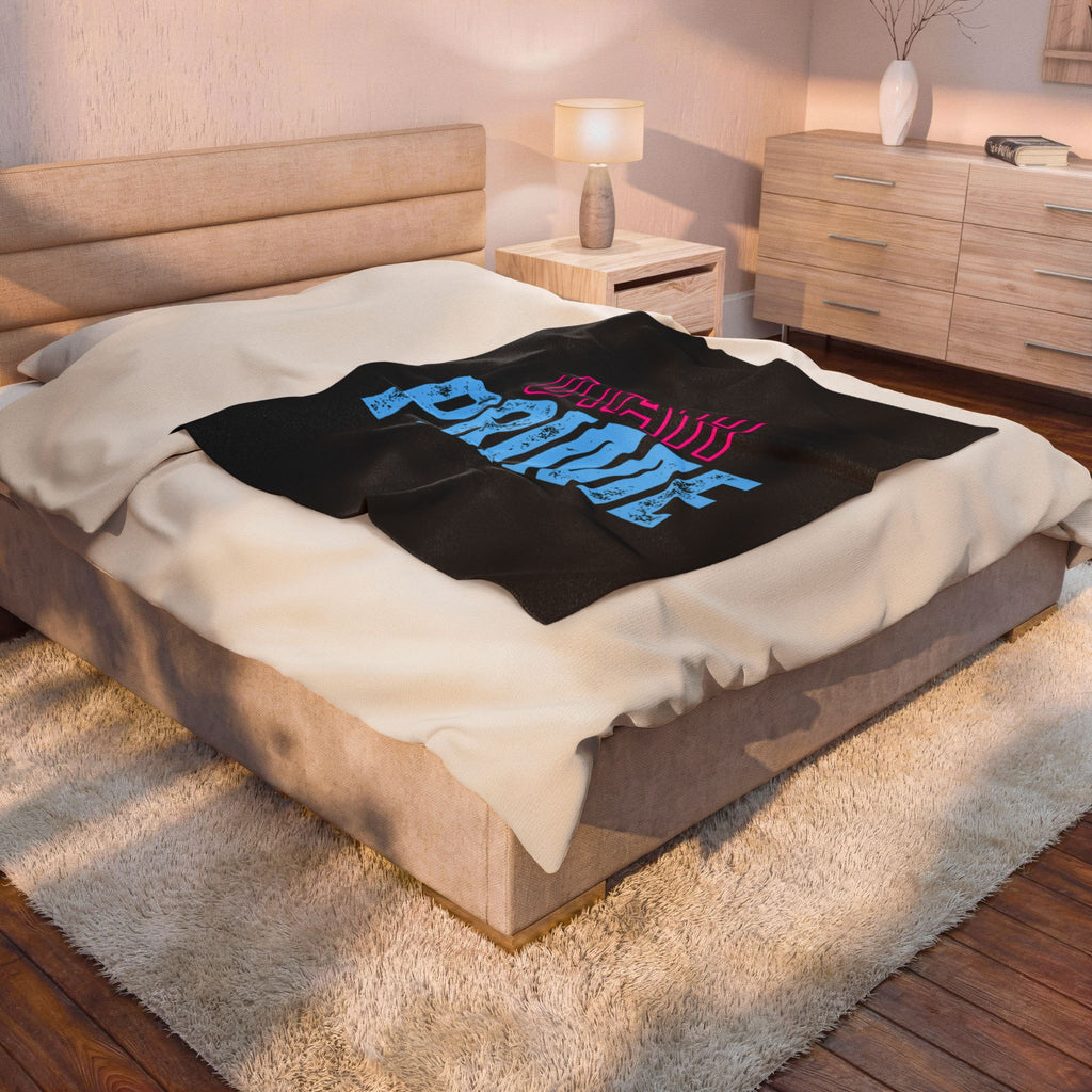 Velveteen Blanket — "UTAH PRIME" Retro Neon Text Plush Throw