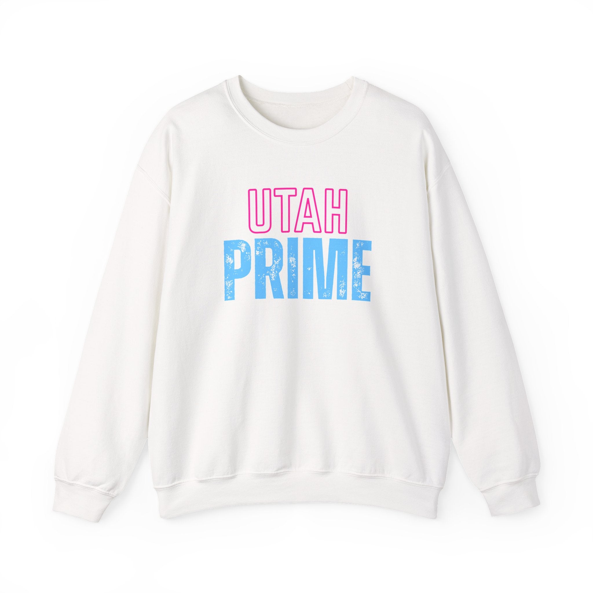 Utah PRIME Crewneck Sweatshirt — Retro Pink & Blue State Pride Pullover
