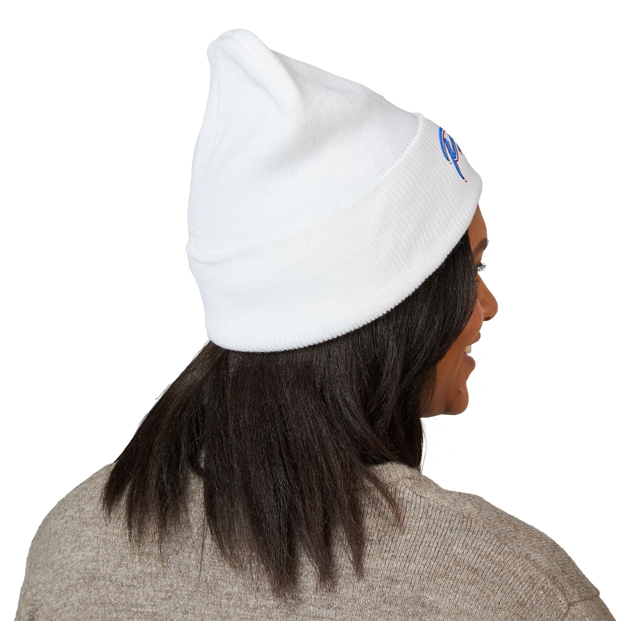 Embroidered "Prime" Cuffed Beanie – Retro Script Knit Hat