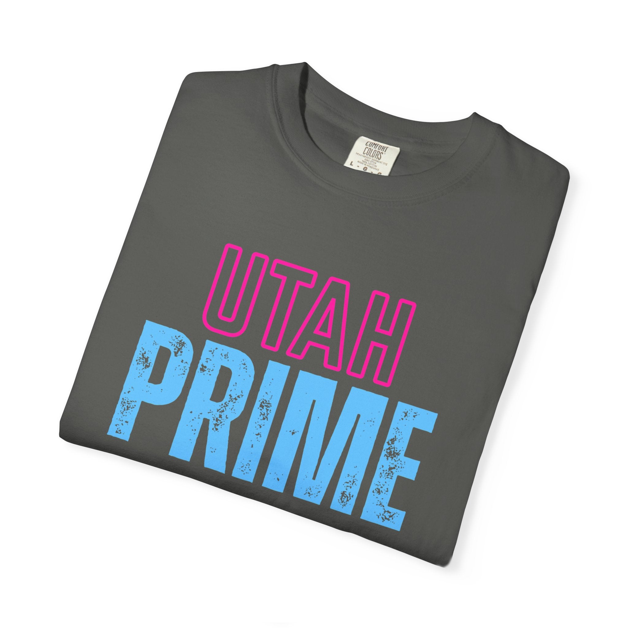 Utah Prime Graphic T‑Shirt — Retro Pink & Blue State Pride Tee