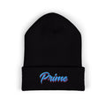 Embroidered "Prime" Cuffed Beanie – Retro Script Knit Hat