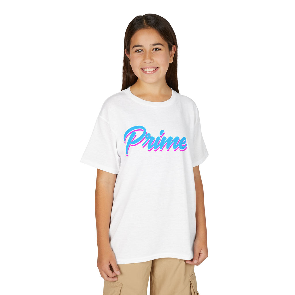 Youth 'Prime' T‑Shirt — Retro Neon Script Kids Tee