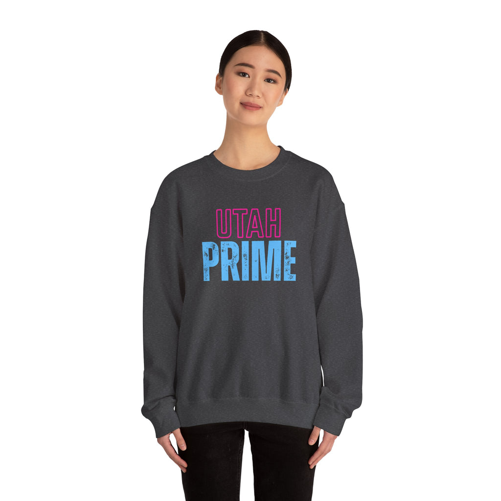 Utah PRIME Crewneck Sweatshirt — Retro Pink & Blue State Pride Pullover