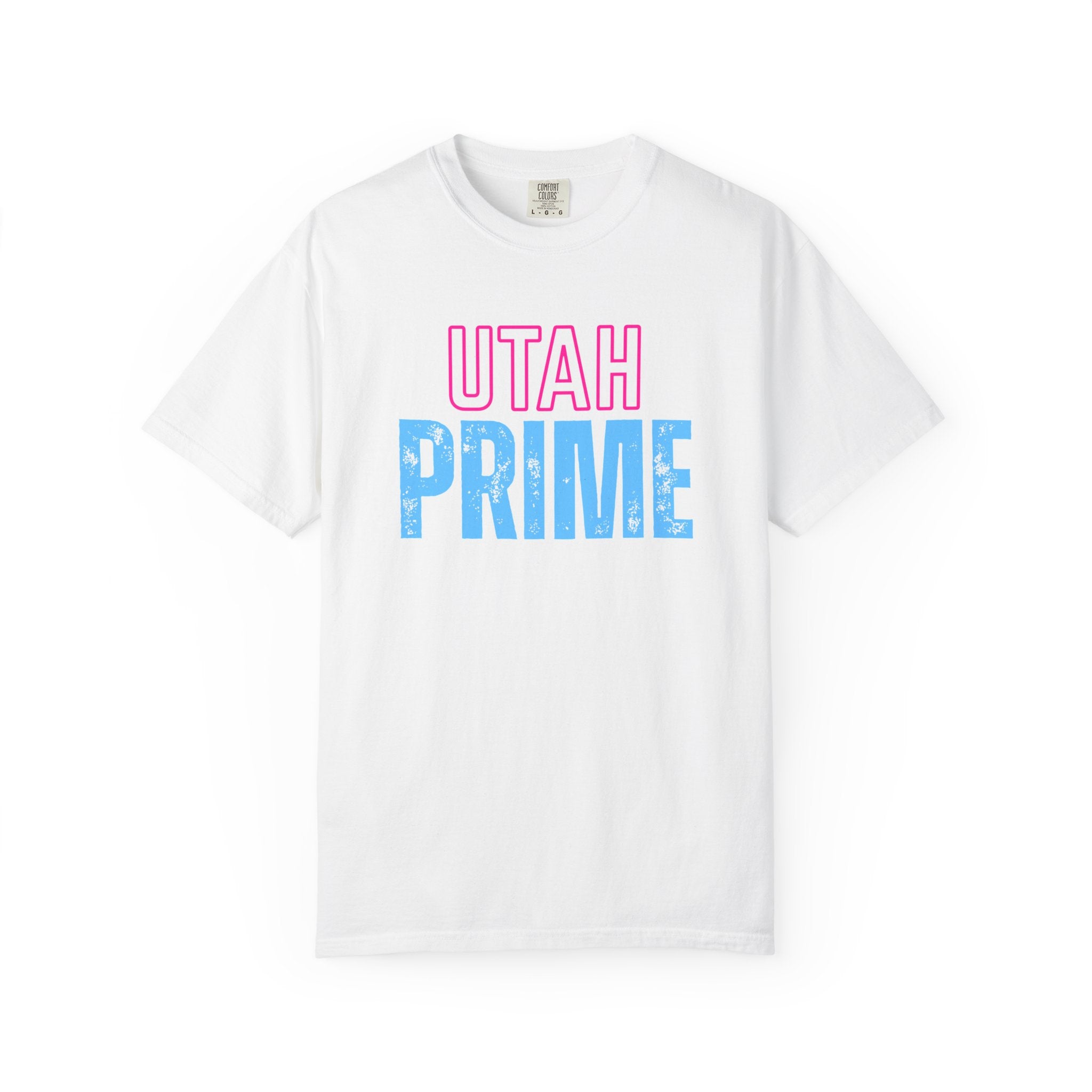 Utah Prime Graphic T‑Shirt — Retro Pink & Blue State Pride Tee