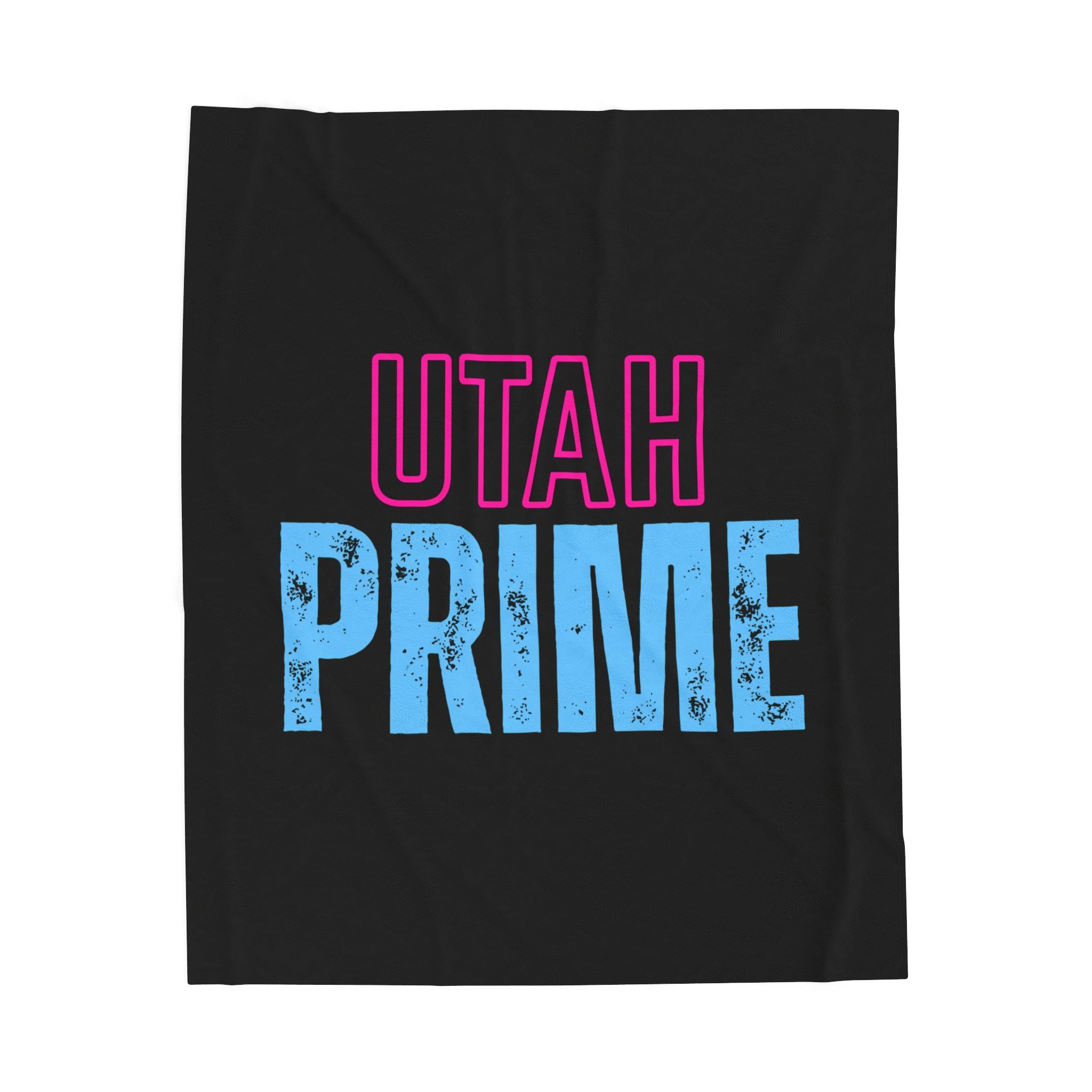 Velveteen Blanket — "UTAH PRIME" Retro Neon Text Plush Throw