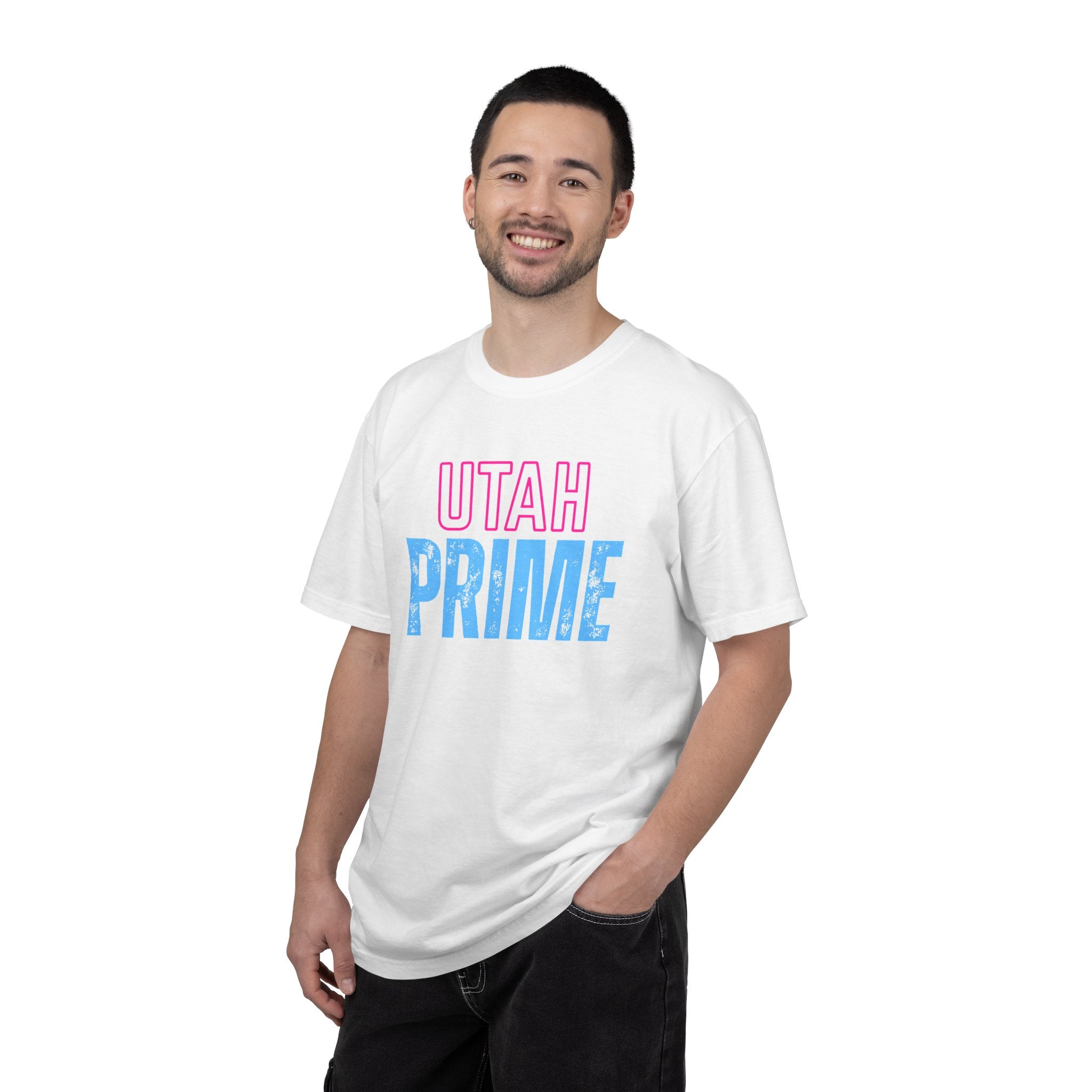 Utah Prime Graphic T‑Shirt — Retro Pink & Blue State Pride Tee
