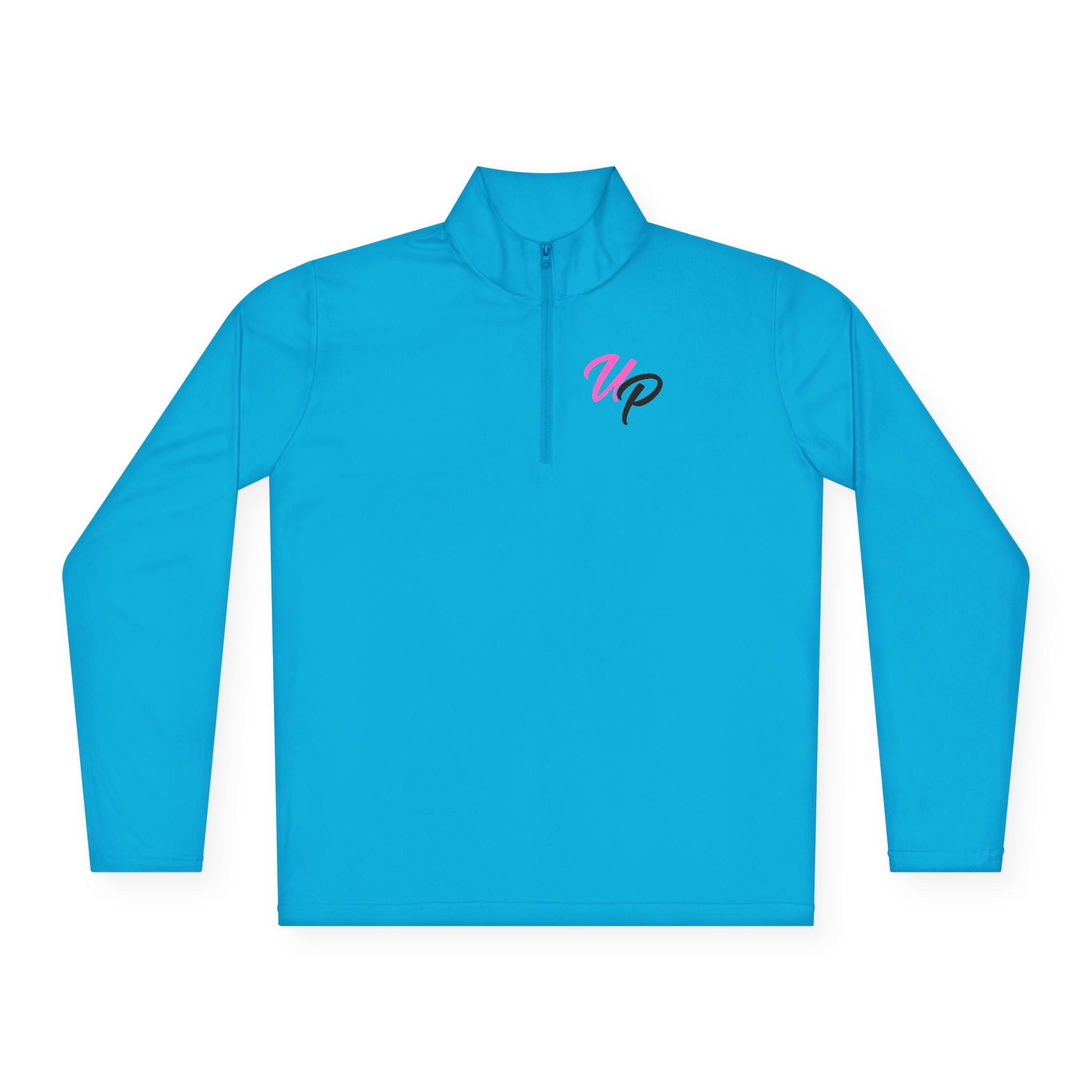 Prime script logo Quarter-Zip Pullover | retro neon VP chest design