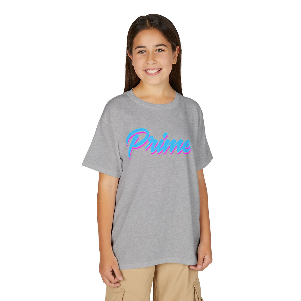 Youth 'Prime' T‑Shirt — Retro Neon Script Kids Tee