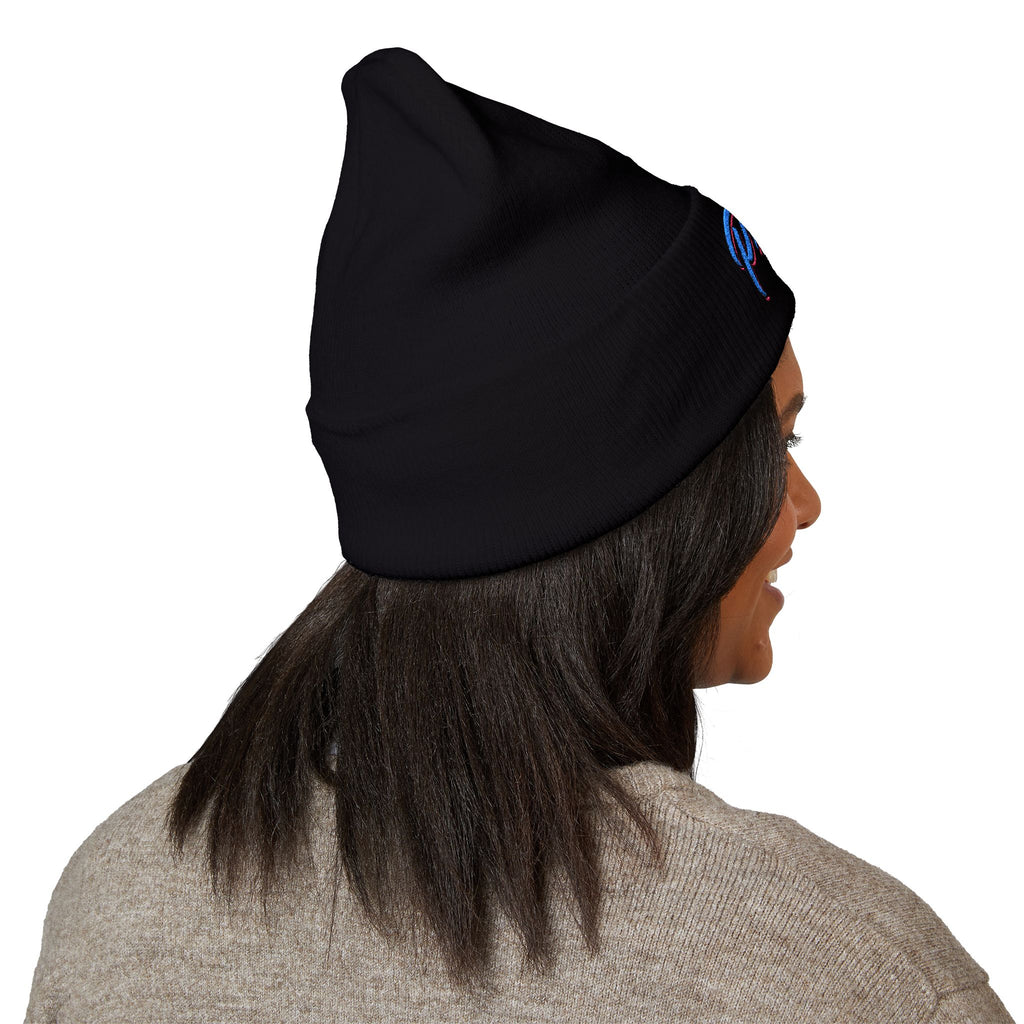 Embroidered "Prime" Cuffed Beanie – Retro Script Knit Hat