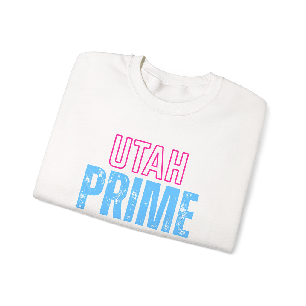 Utah PRIME Crewneck Sweatshirt — Retro Pink & Blue State Pride Pullover