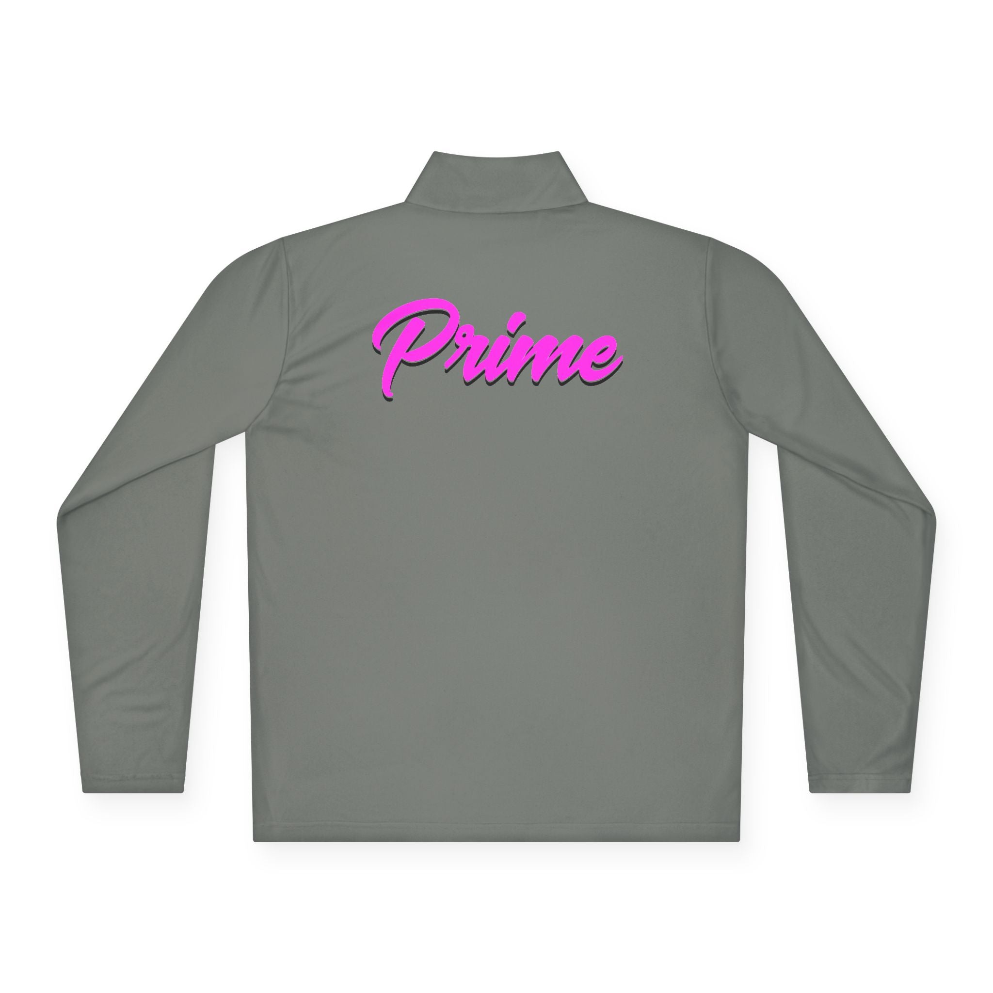 Prime script logo Quarter-Zip Pullover | retro neon VP chest design