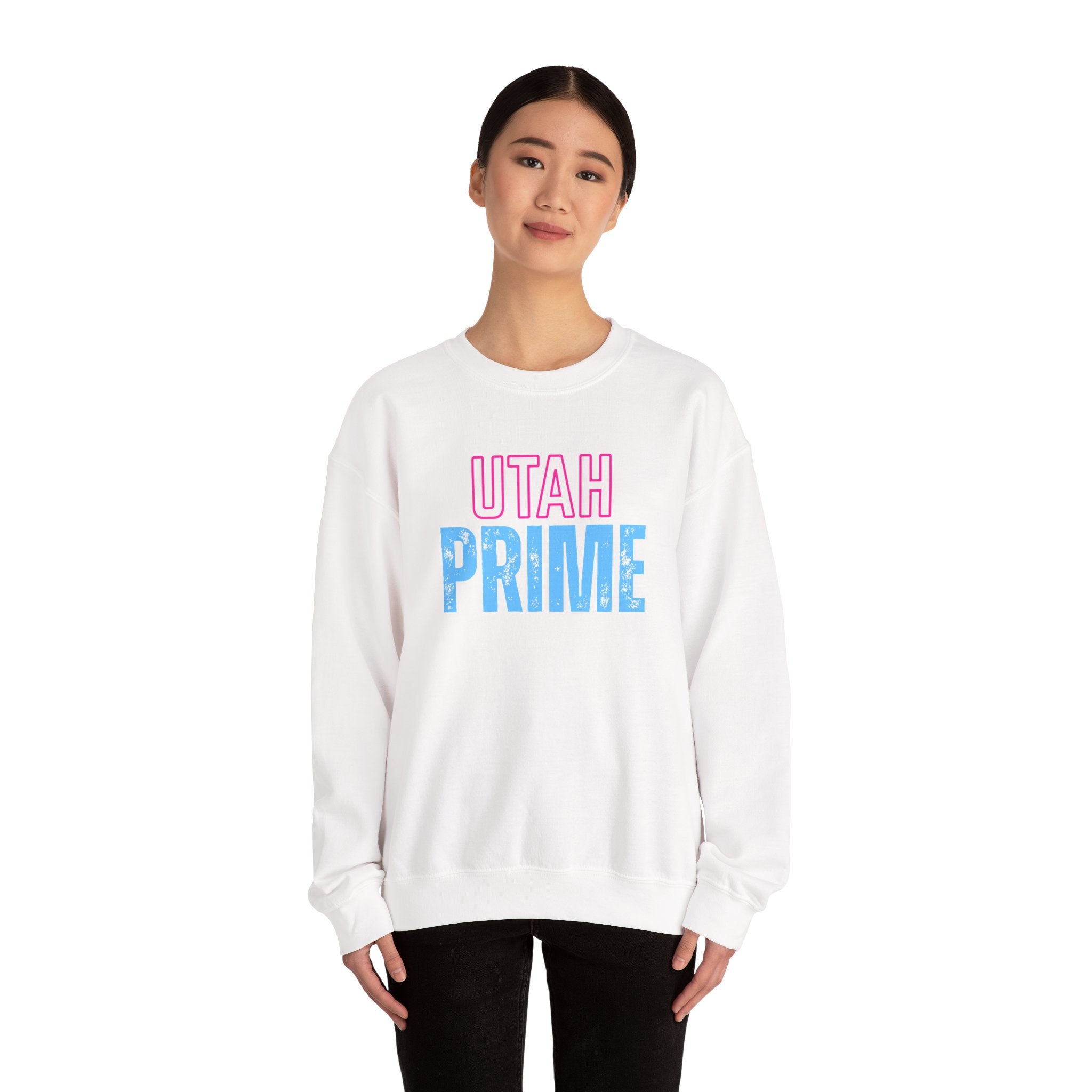 Utah PRIME Crewneck Sweatshirt — Retro Pink & Blue State Pride Pullover