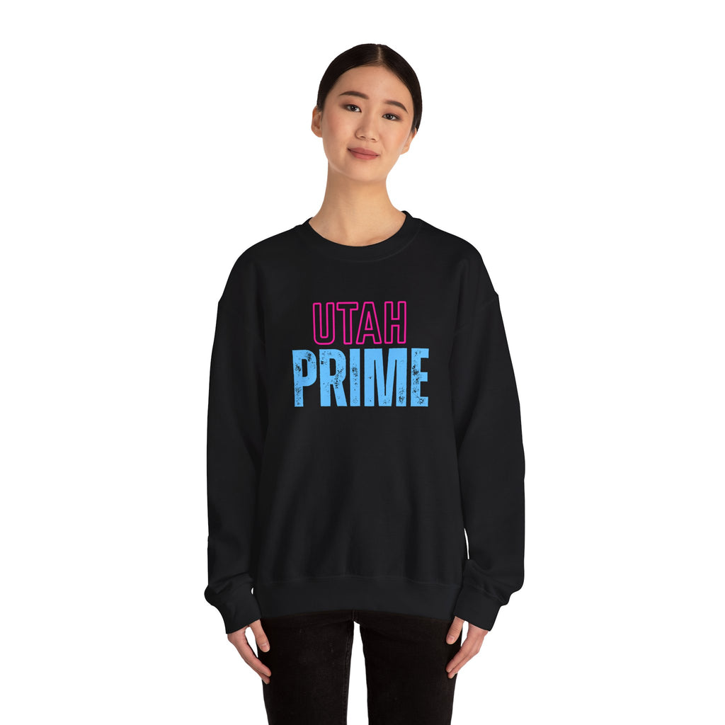 Utah PRIME Crewneck Sweatshirt — Retro Pink & Blue State Pride Pullover