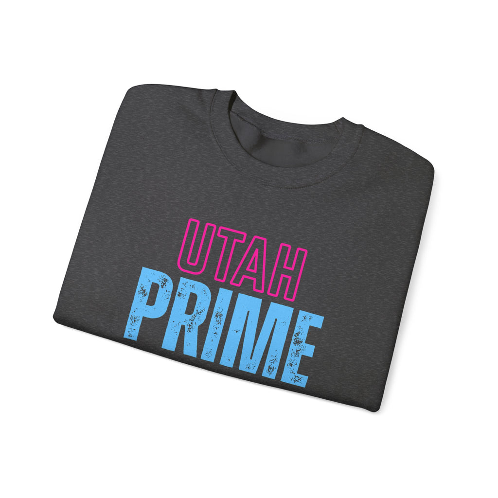 Utah PRIME Crewneck Sweatshirt — Retro Pink & Blue State Pride Pullover