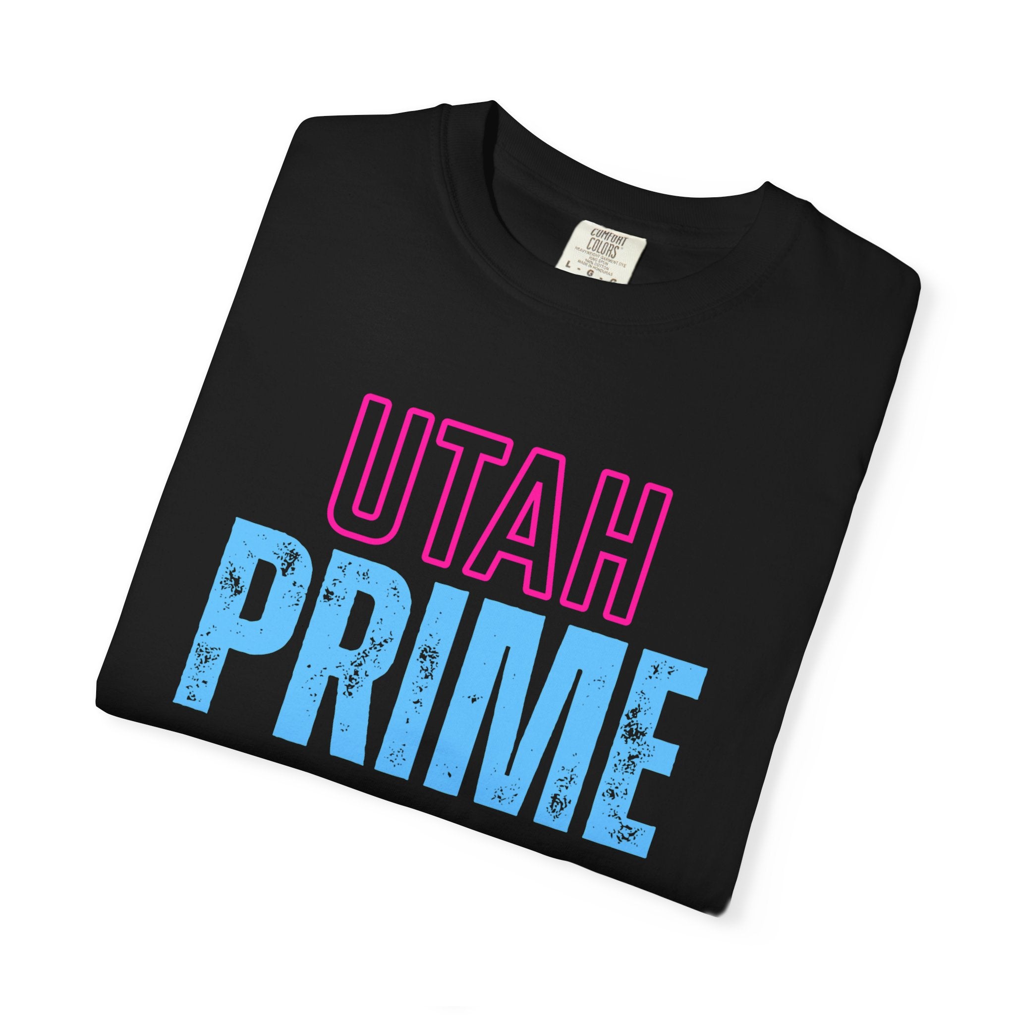 Utah Prime Graphic T‑Shirt — Retro Pink & Blue State Pride Tee