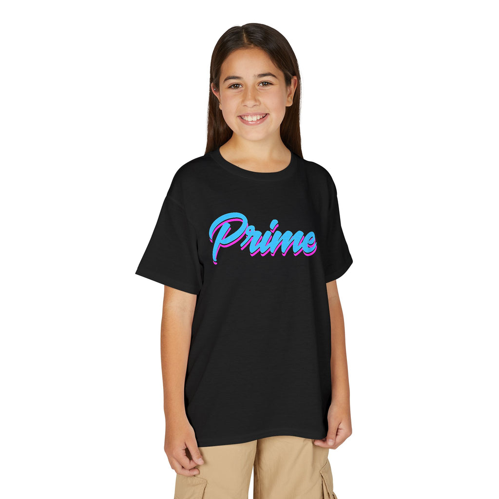 Youth 'Prime' T‑Shirt — Retro Neon Script Kids Tee