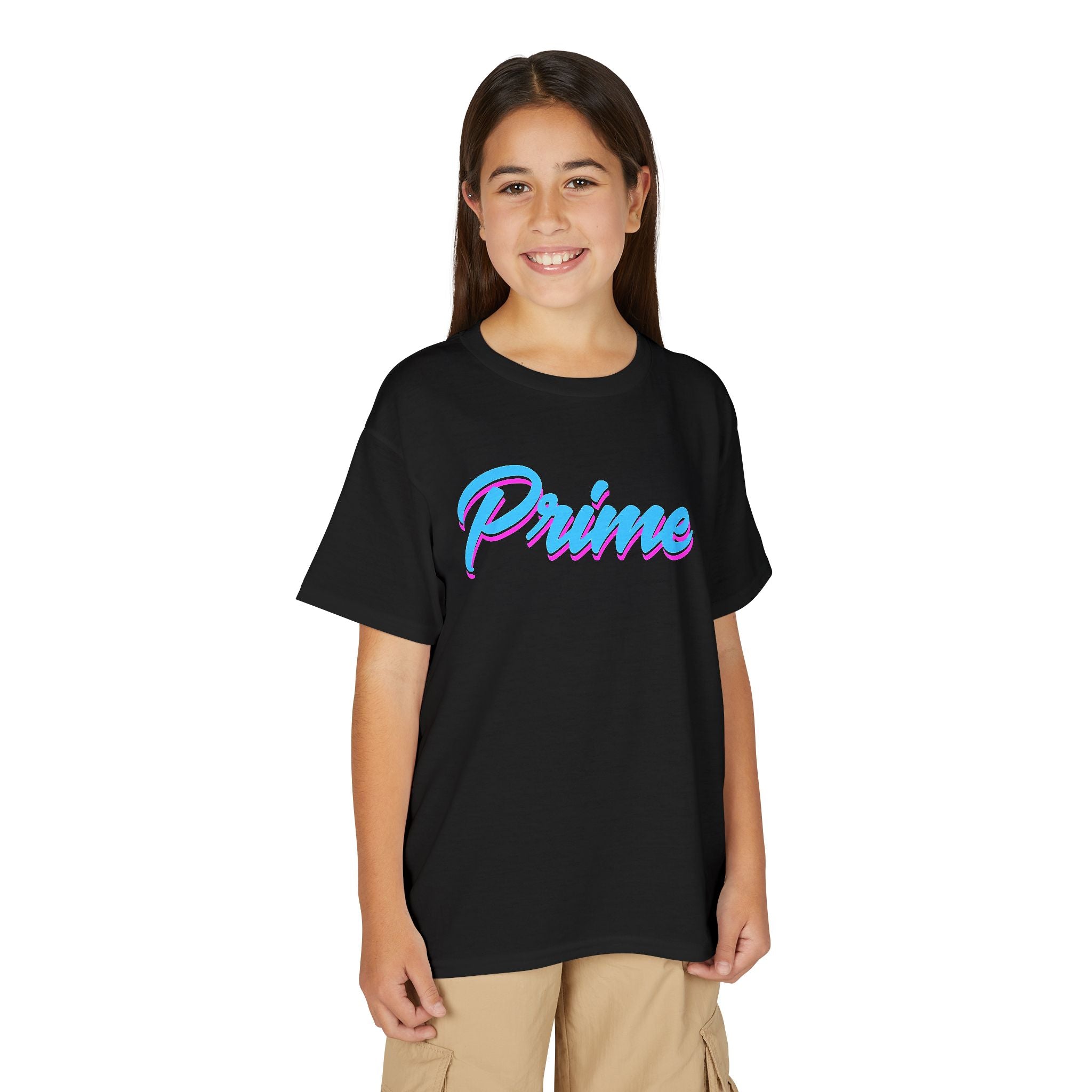 Youth 'Prime' T‑Shirt — Retro Neon Script Kids Tee